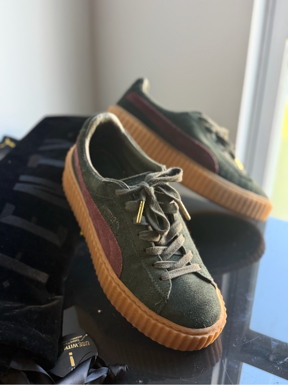 Puma x Rihanna Fenty Suede Creeper Green Bordeaux Gum w/ original dust bag - Picture 3 of 7